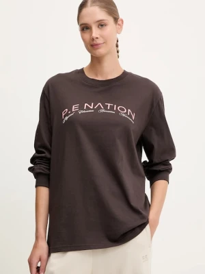 P.E Nation longsleeve bawełniany Volume kolor brązowy 252L178