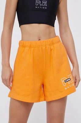 P.E Nation Szorty bawełniane damskie kolor pomarańczowy gładkie high waist