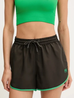 P.E Nation szorty treningowe Academy damskie kolor czarny gładkie high waist 252S056