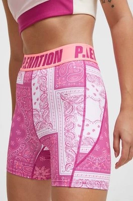 P.E Nation szorty treningowe Norwood kolor różowy wzorzyste high waist