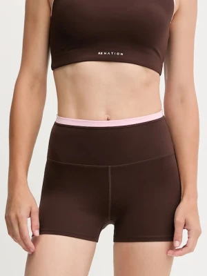 P.E Nation szorty Vita damskie kolor brązowy z aplikacją high waist 243S432