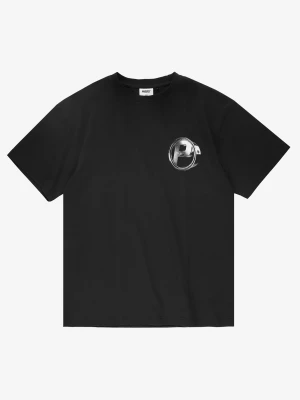 P Rim t-shirt bawełniany męski czarny Klasyk