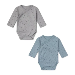 Pack Of Wrap-Over Baby Bodysuits In Mini Sky Blue - Tous