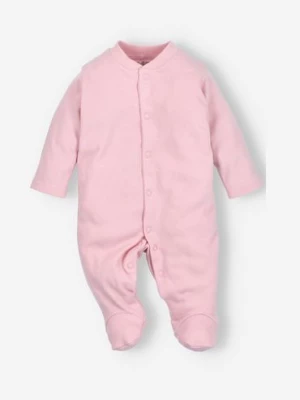 Pajac niemowlęcy z bawełny organicznej dla dziewczynki różowy NINI