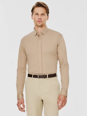 PAKO LORENTE – Beżowa bawełniana koszula męska