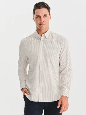 PAKO LORENTE - Beżowa koszula męska w paski