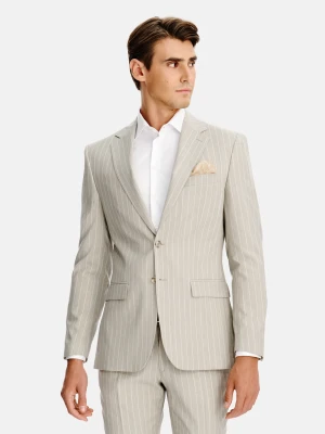 PAKO LORENTE - Beżowa marynarka garniturowa w prążek