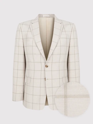 PAKO LORENTE – Beżowa marynarka męska w kratę Windowpane