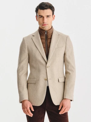 PAKO LORENTE - Beżowa marynarka męska z odpinaną stójką