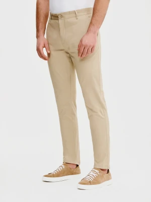 PAKO LORENTE – Beżowe gładkie spodnie męskie
