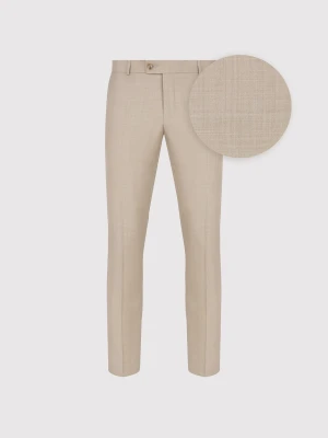 PAKO LORENTE - Beżowe spodnie ganiturowe wełna