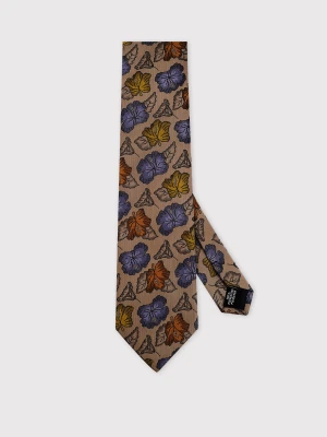 PAKO LORENTE - Beżowy krawat w jesienne liście