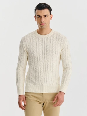 PAKO LORENTE - Beżowy sweter męski z kaszmirem