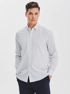 PAKO LORENTE - Biała bawełniana koszula mikrowzór
