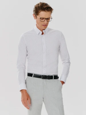 PAKO LORENTE – Biała koszula męska mikrowzór