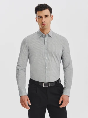 PAKO LORENTE - Biała koszula męska mikrowzór