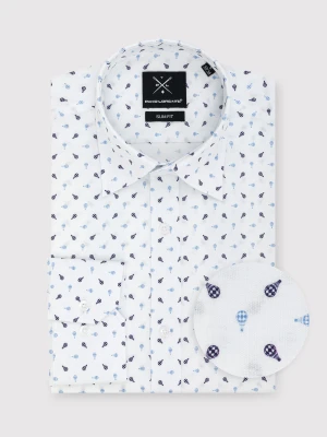 PAKO LORENTE – Biała koszula męska w drobny wzór