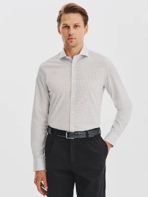 PAKO LORENTE - Biała koszula męska w mikrowzór