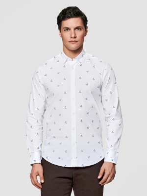 PAKO LORENTE - Biała koszula męska w wiśnie