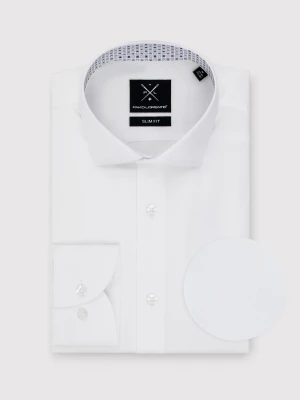 PAKO LORENTE – Biała koszula męska z kontrastowym wykończeniem