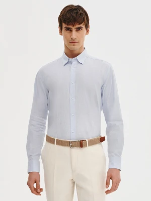 PAKO LORENTE – Błękitna koszula z lnu i bawełny