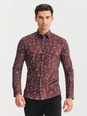 PAKO LORENTE – Bordowa koszula w kwiaty
