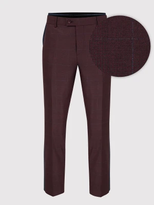 PAKO LORENTE – Bordowe spodnie garniturowe w subtelną kratę