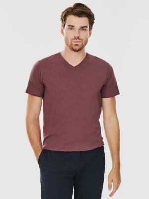 PAKO LORENTE – Bordowy gładki t-shirt v-neck
