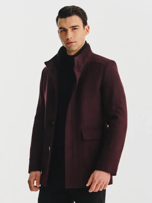 PAKO LORENTE - Bordowy płaszcz zapinany na guziki