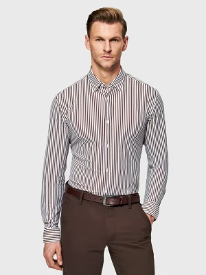 PAKO LORENTE - Brązowa koszula męska w prążek