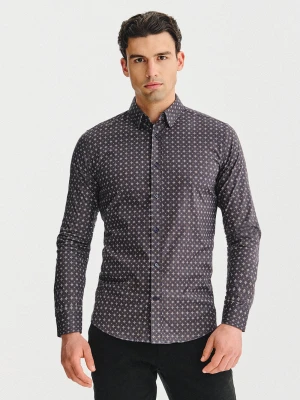 PAKO LORENTE - Brązowa koszula mikrowzór