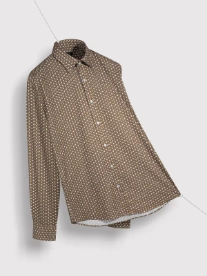 PAKO LORENTE – Brązowa męska koszula w mikrowzór