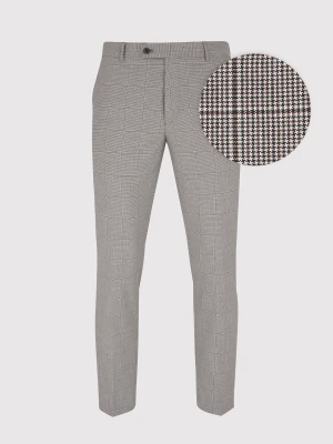 PAKO LORENTE – Brązowe spodnie garniturowe w kratę