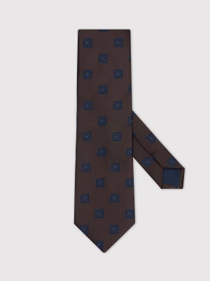 PAKO LORENTE – Brązowy krawat męski w kwadraty