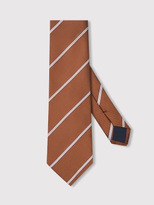 PAKO LORENTE - Brązowy krawat męski w skośne paski