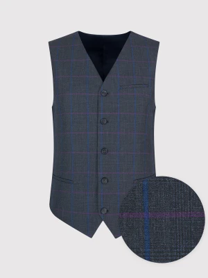 PAKO LORENTE – Ciemnoszara kamizelka męska w kratę