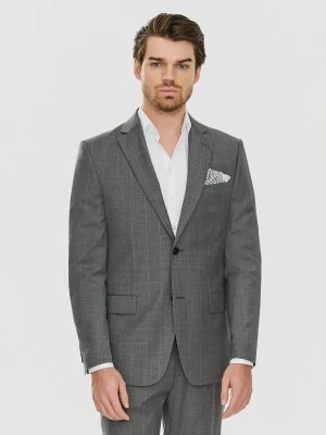 PAKO LORENTE – Ciemnoszara marynarka garniturowa w delikatną kratę