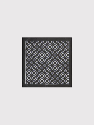 PAKO LORENTE - Ciemnozielona poszetka męska ze wzorem na całej powierzchni