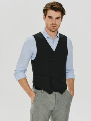 PAKO LORENTE – Czarna dwurzędowa kamizelka męska