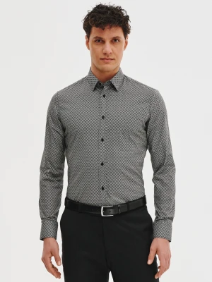 PAKO LORENTE - Czarna koszula męska w mikrowzór