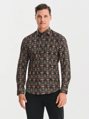 PAKO LORENTE - Czarna koszula w kolorowe kwiaty