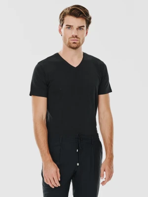 PAKO LORENTE – Czarny gładki t-shirt v-neck