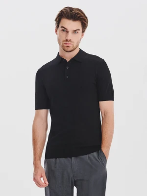 PAKO LORENTE - Czarny swetrowy t-shirt polo