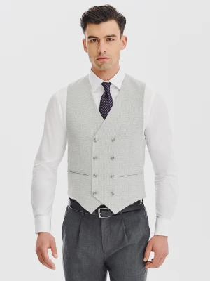 PAKO LORENTE - Dwurzędowa kamizelka męska w drobną kratę