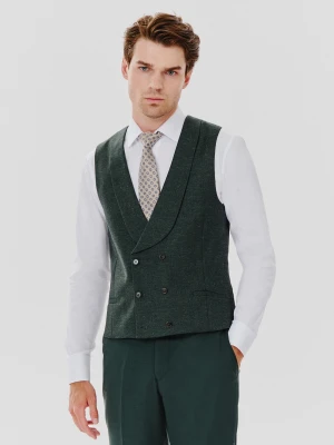 PAKO LORENTE – Dwurzędowa kamizelka męska w kolorze zielonym