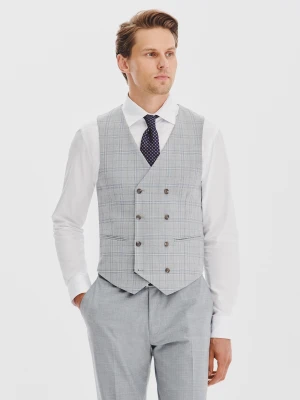 PAKO LORENTE - Dwurzędowa kamizelka męska w kratę