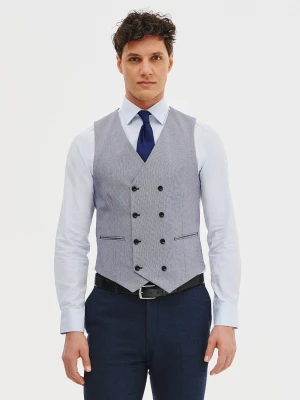 PAKO LORENTE - Dwurzędowa kamizelka męska w pepitkę