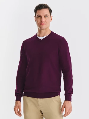 PAKO LORENTE – Fioletowy bawełniany sweter v-neck