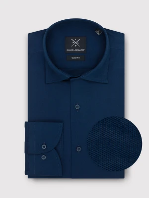 PAKO LORENTE – Gładka elegancka koszula męska w kolorze granatowym