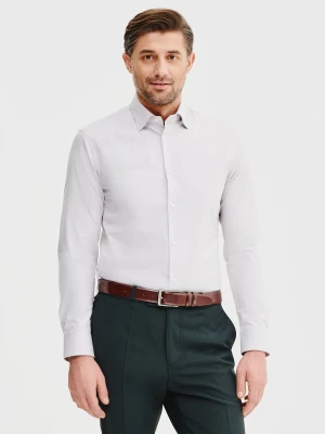 PAKO LORENTE – Gładka koszula męska w kolorze szaro- beżowym